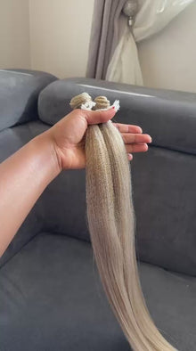 18/56C Bone Straight Sew-In Bundle – Cool Ashy Blonde Blend